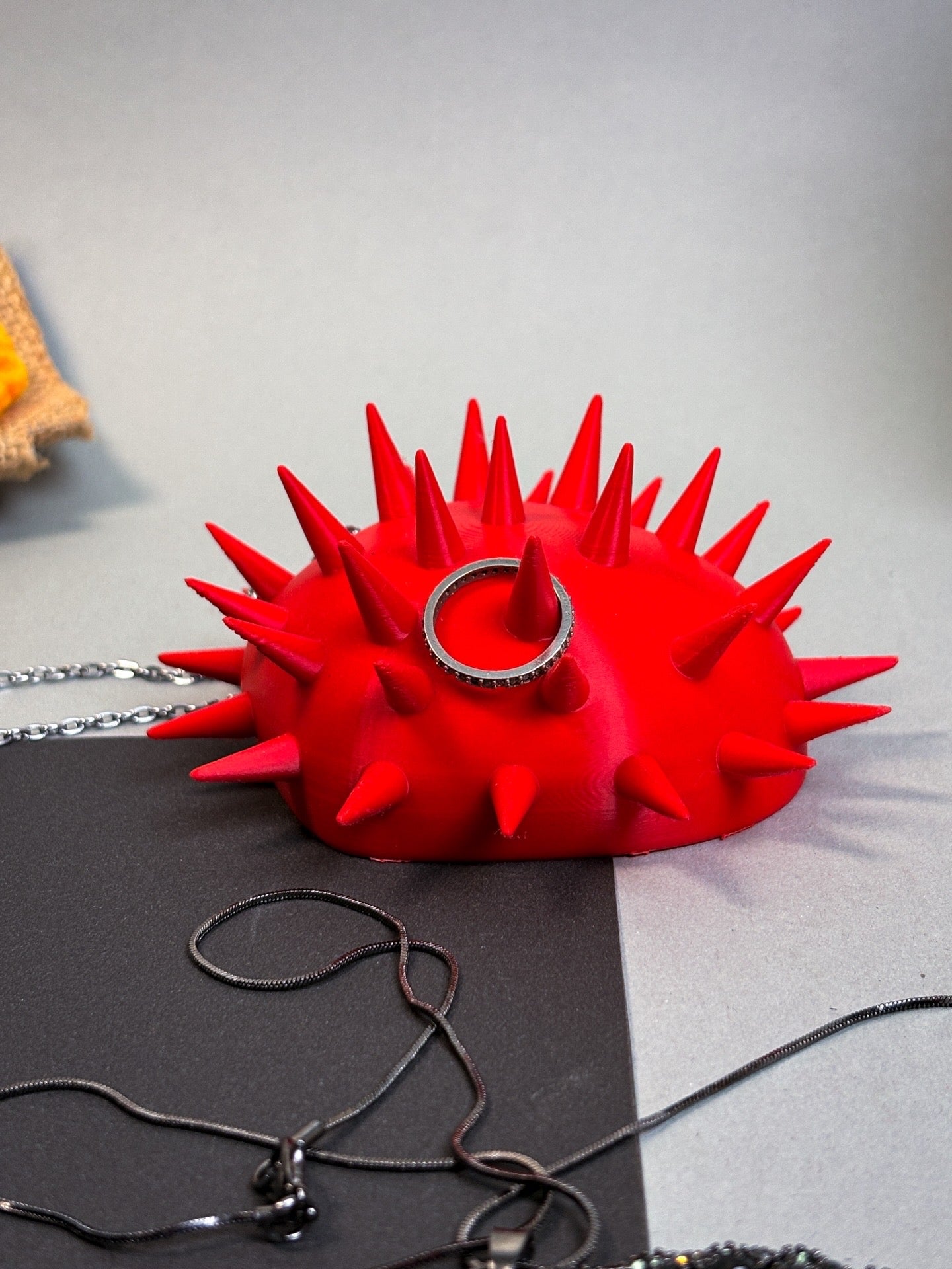 Goth Spiked Heart Ring Display & Jewelry Dish