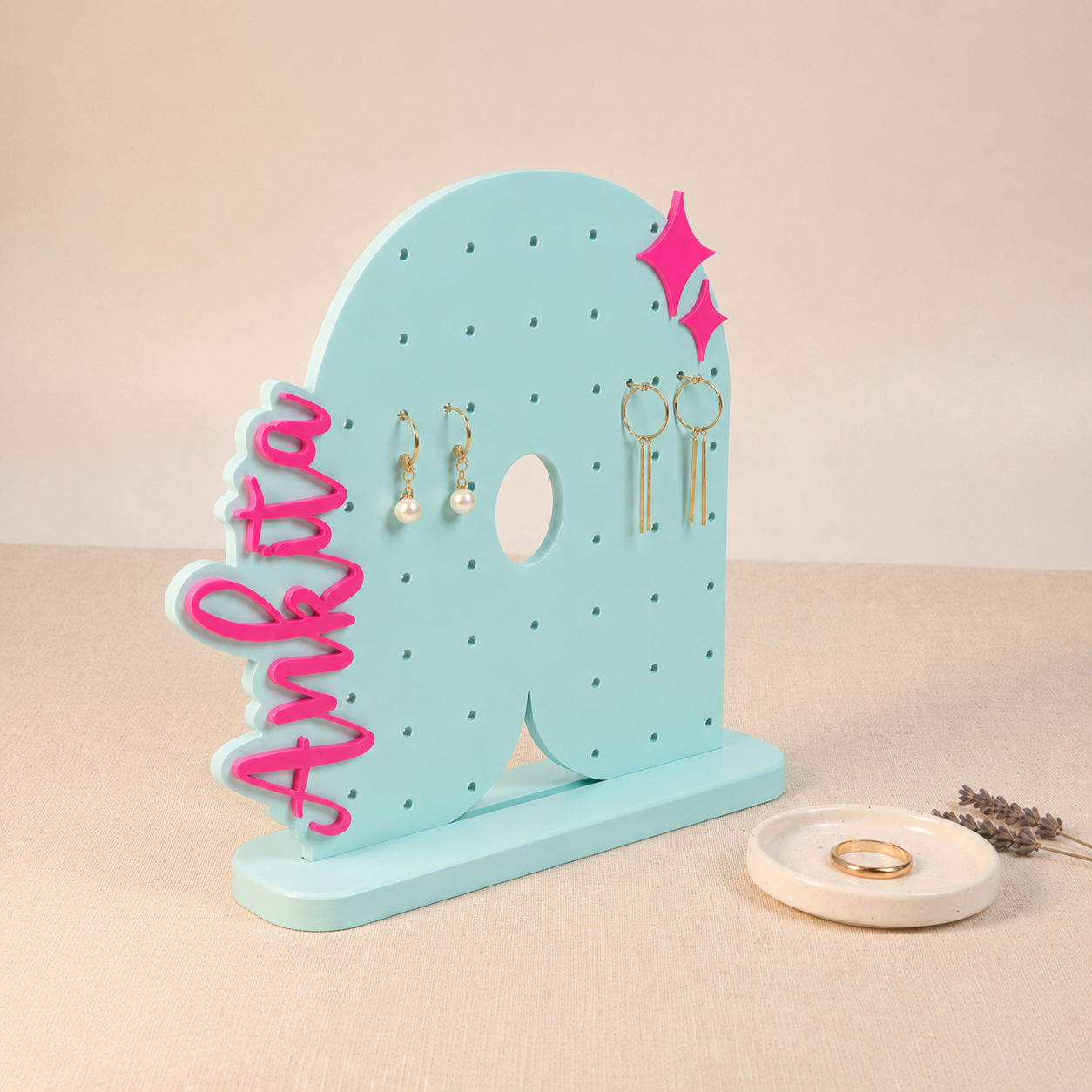 Custom Letter Earring Display with Personalized Name