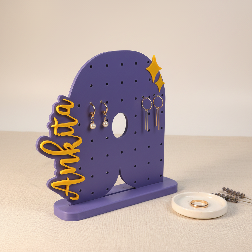 Custom Letter Earring Display with Personalized Name